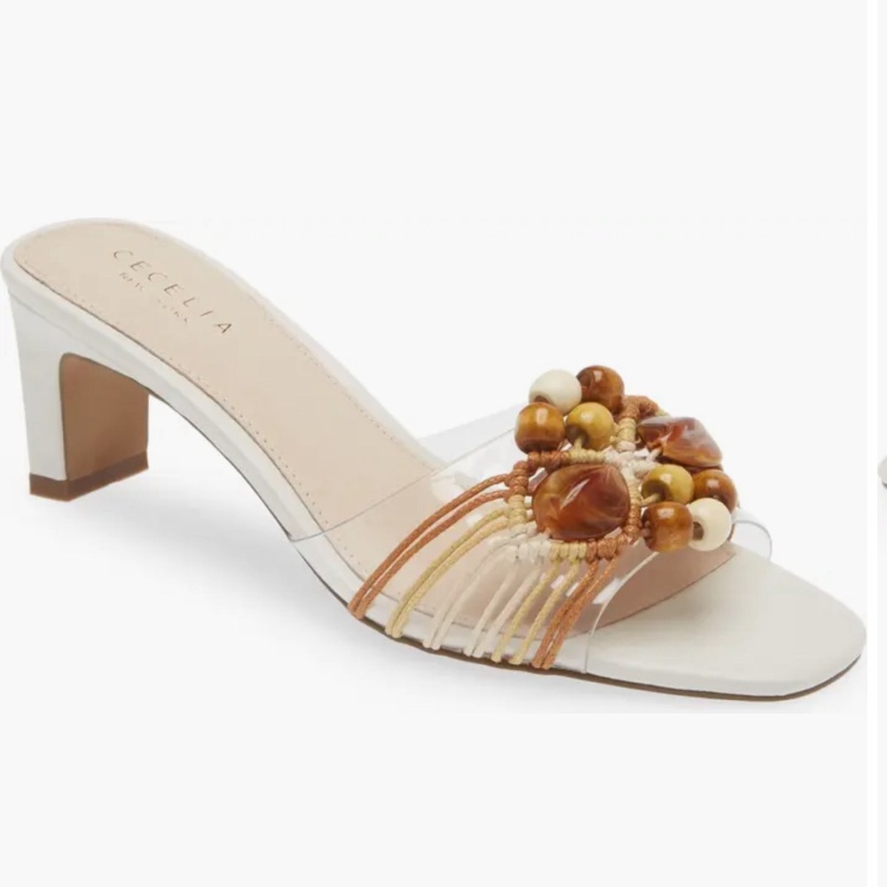 Cecelia New York Anna Belle Beaded Block Heel Sandal - Size 6M